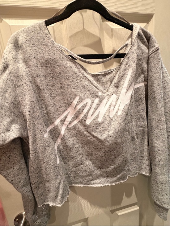 Victoria's Secret Sweaters - PINK VICTORIAS SECRET Gray 'pink' Logo Slouchy sweatshirt LARGE